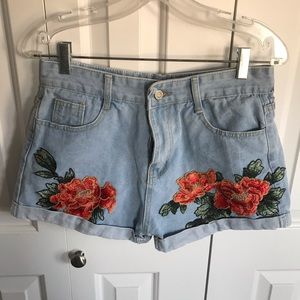 Embroidered Mom Shorts